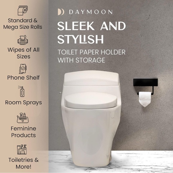 Brand New! Matte Black Toilet Paper Holder Shelf With Wipe Holder for Bathroom - Picture 3 of 8